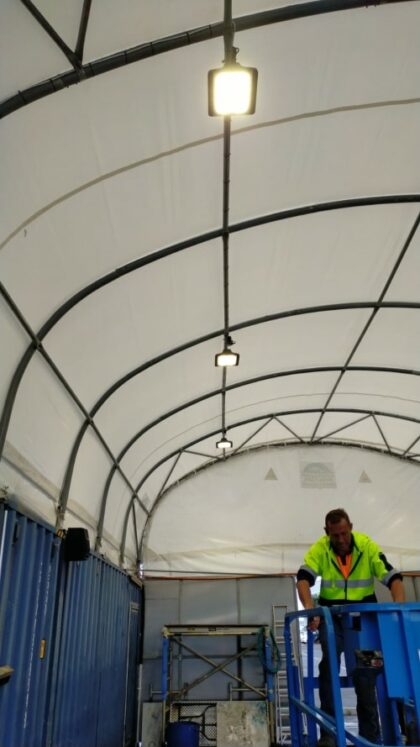 lighting installation commercial boat shed